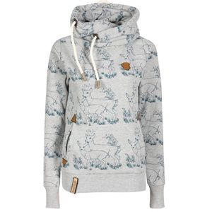 NAKETANO Women’s Size M Gray Melange Darth Spessart Deer Doe Hoodie